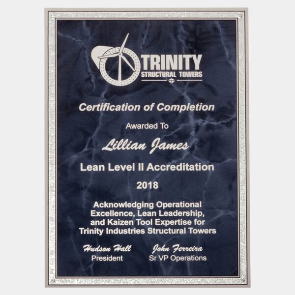 6" x 8" Marble Laserable Aluminum Plate with Florentine Border and Four Holes Thumbnail