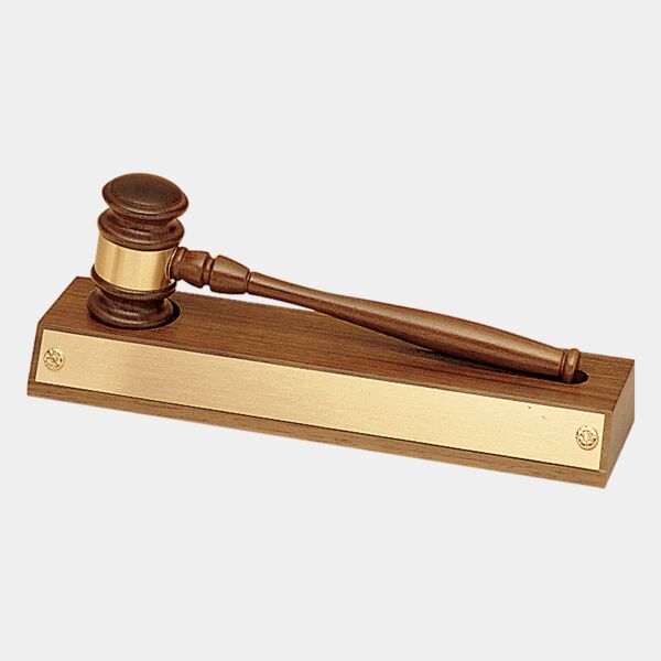 Gavel Base with Removable Gavel/ Gavel Band and Plate for Personalization Thumbnail